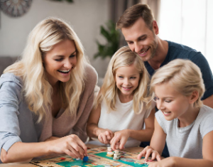 Charleston WV Family Playing a Board Game